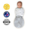 Sister Brand - Amazing Baby - Omni Swaddle Sack with Wrap -  Arms Up Sleeves & Mitten Cuffs, Gray Stars