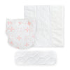 SmartNappy Cotton Muslin NextGen Hybrid Reusable Cloth Diaper Cover + 1 Reusable Tri-Fold Insert + 1 Reusable Booster - Pink Springfield, Pastel Pink & Pink