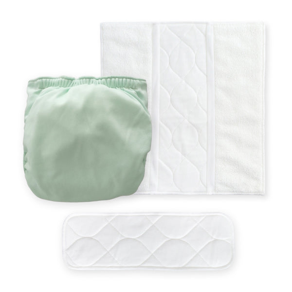 Amazing Baby SmartNappy Hybrid Reusable Cloth Diaper Cover + 1 Reusable Tri-Fold Insert + 1 Reusable Booster - Pastel SeaCrystal