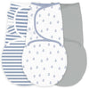 Amazing Baby - Premium Cotton Swaddle Wraps (Set of 3) - Tiny Anchors, Stripes, & Solid