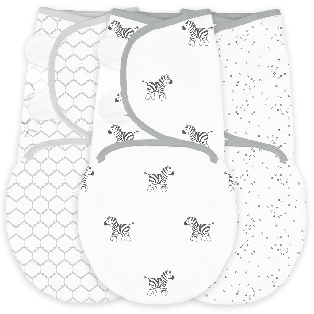 Sister Brand - Amazing Baby - Premium Cotton Swaddle Wrap (Set of 3) - Zebra, Confetti, & Lattice