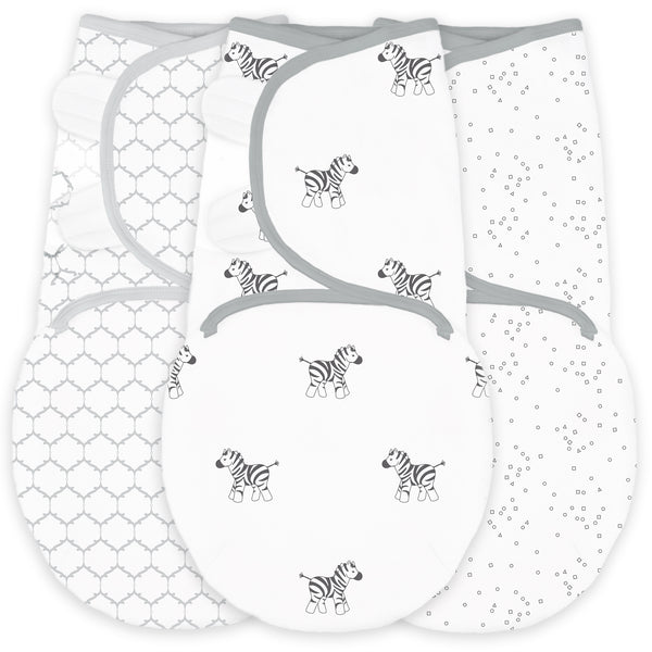Amazing Baby - Premium Cotton Swaddle Wrap (Set of 3) - Zebra, Confetti, & Lattice