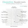 Honest® - Hybrid Diaper Starter Kit - Set of 3 Covers + Reusable Inserts (5 Tri-Fold + 5 Boosters) & 90pk of Boosties Disposable Inserts, Medium, 12-25 lbs