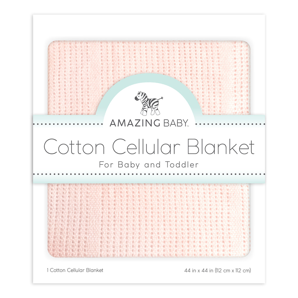 Amazing Baby - Cotton Cellular Blanket, Soft Pink