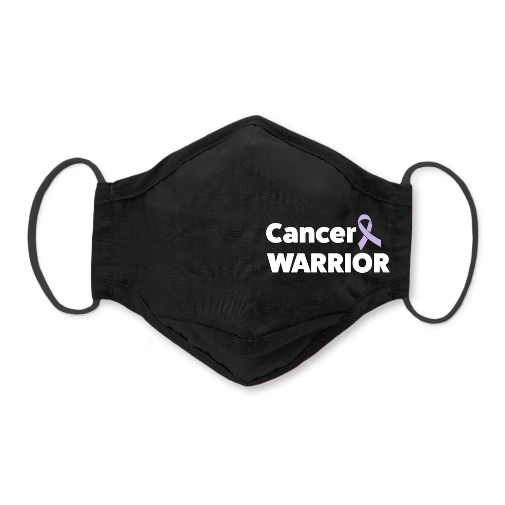 3-Layer Woven Cotton Chambray Face Mask, Black, Cancer Warrior