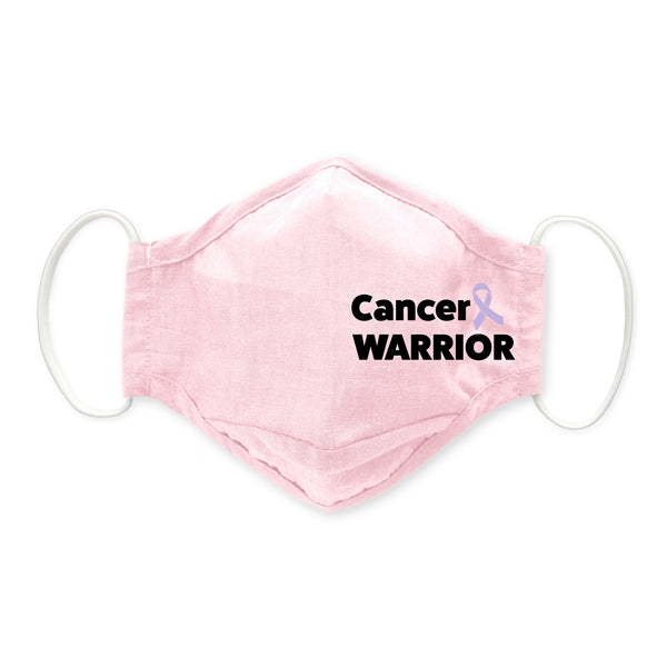 3-Layer Woven Cotton Chambray Face Mask, Pink, Cancer Warrior