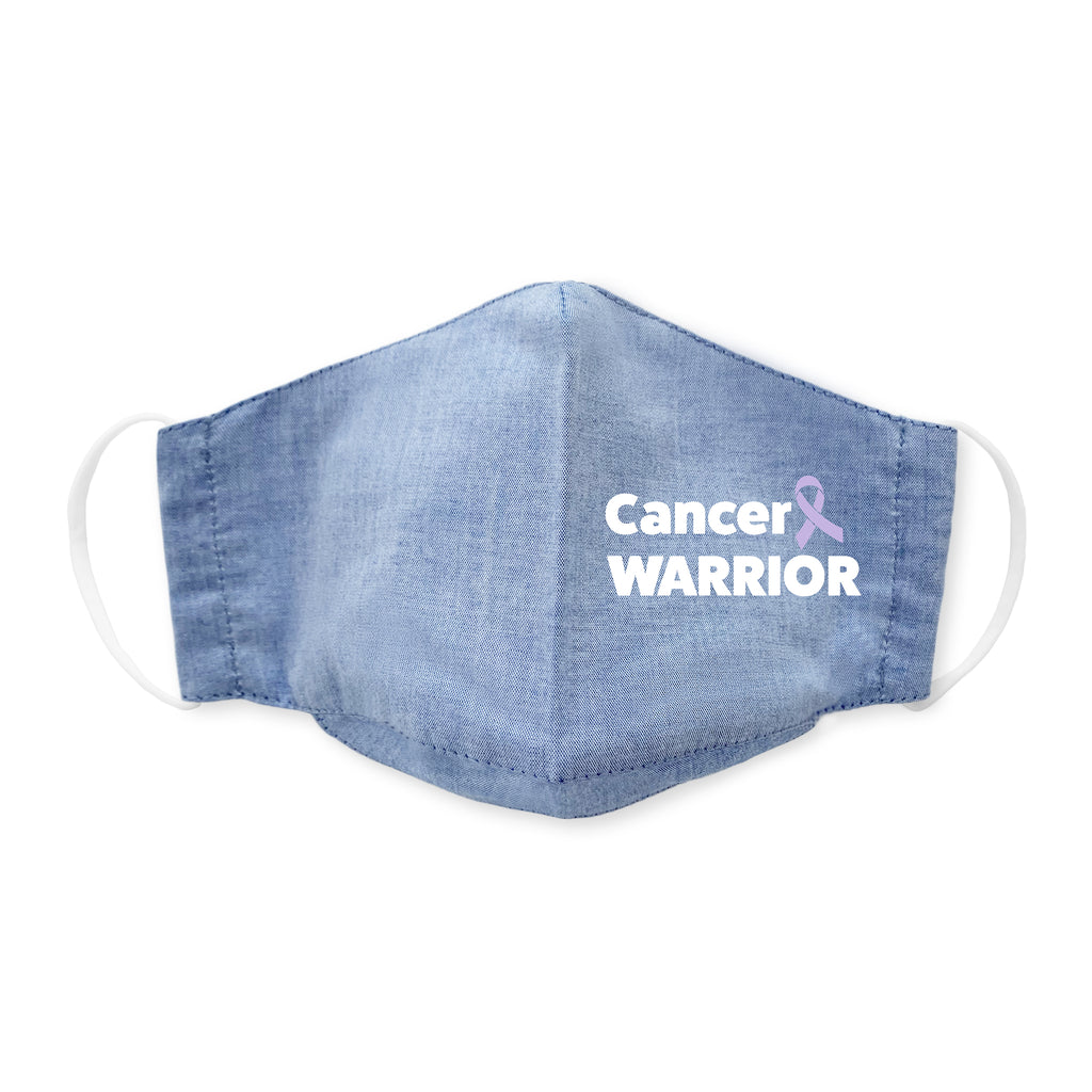 Kids Face Mask, 3-Layer Cotton Chambray, Cancer Warrior