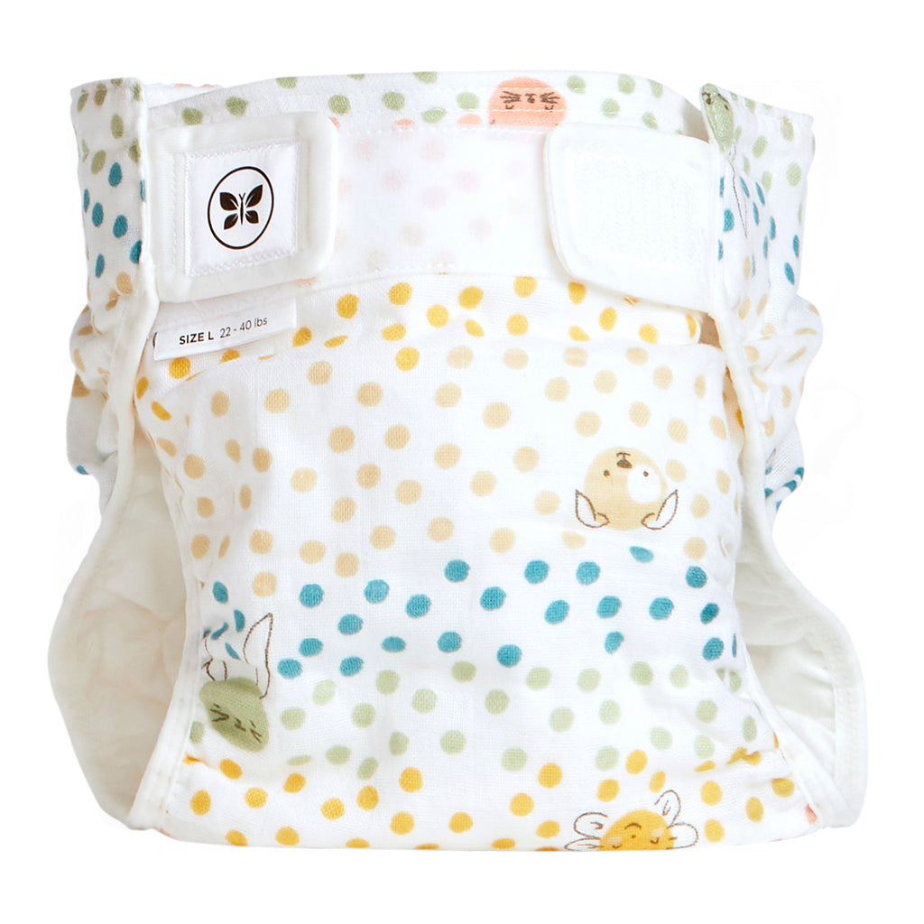 Honest® - Cotton Muslin Hybrid Reusable Cloth Diaper Cover - Spotted, Large - 22-40 lbs