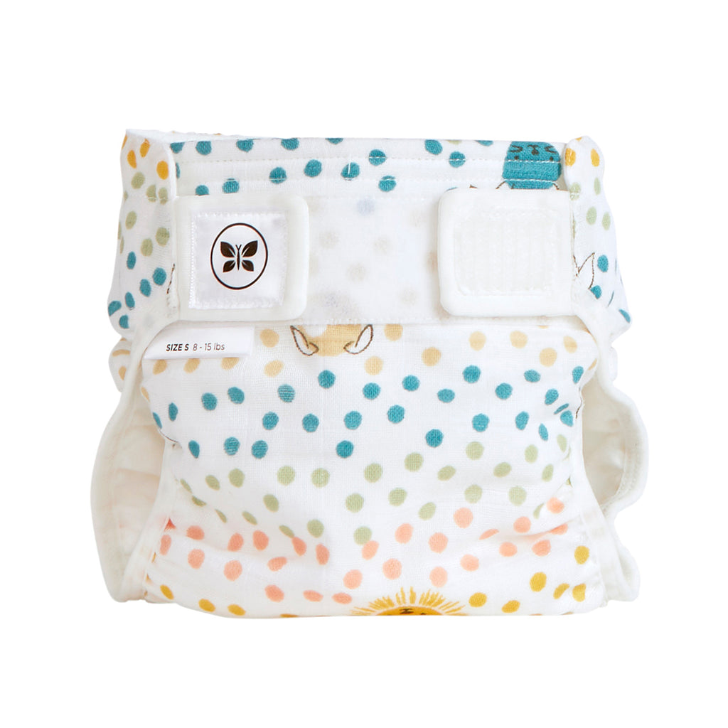 Honest® - Cotton Muslin Hybrid Reusable Cloth Diaper Cover - Spotted, Small - 8-15 lbs