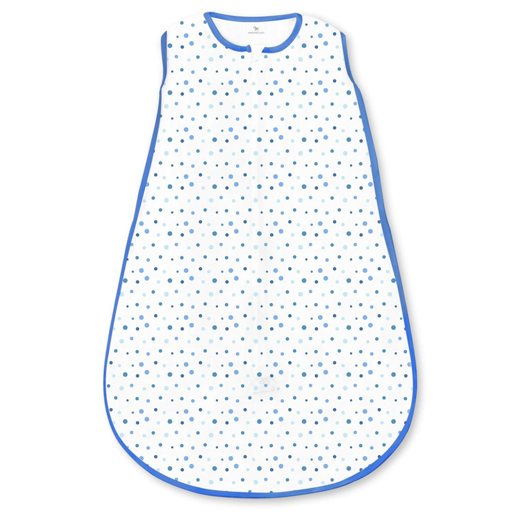 Amazing Baby - Soft Fleece Non-Weighted zzZipMe Sack - Playful Dots, Blue