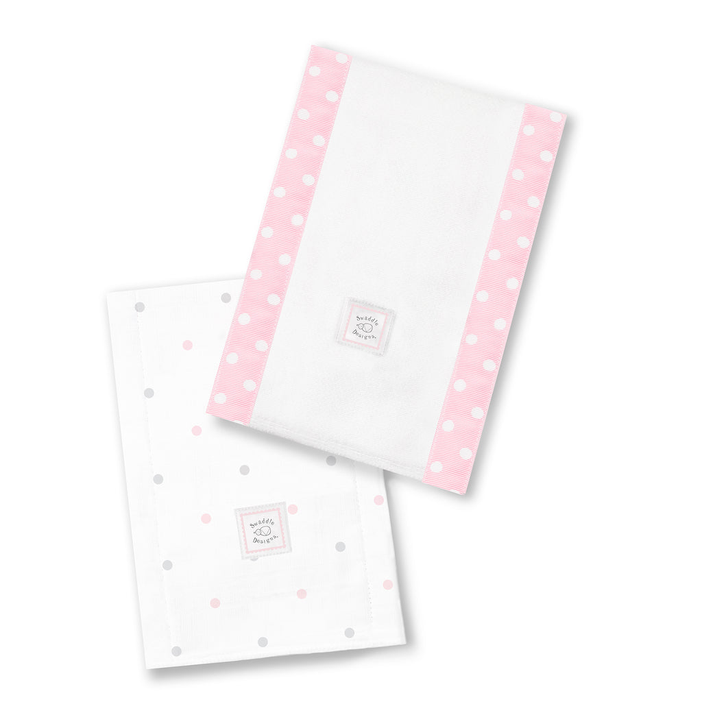 Baby Burpies - Set of Two - Little Dots Sterling & Pastel Pink