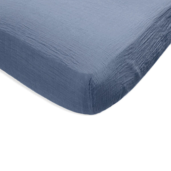 'Muslin Fitted Crib Sheet - Denim' - Customized