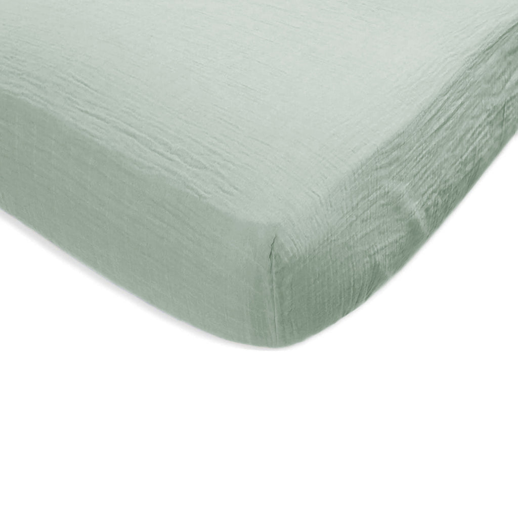 Muslin Fitted Crib Sheet - Jadeite