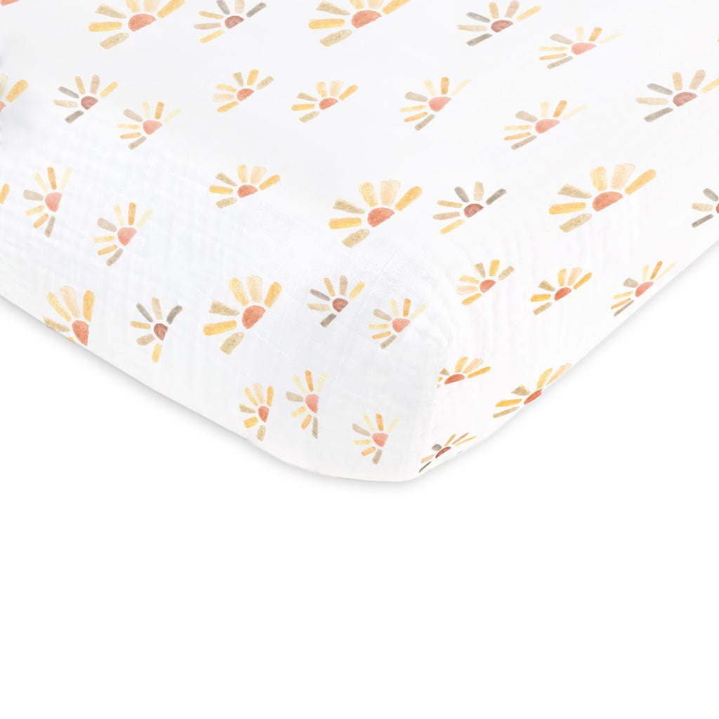 Muslin Fitted Crib Sheet - Watercolor Sunny Days