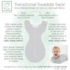 Transitional Swaddle Sack - Arms Up 1/2-Length Sleeves & Mitten Cuffs, Heathered Denim with Polka Dot Trim