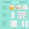 Honest® - Hybrid Diaper Starter Kit - Set of 3 Covers + Reusable Inserts (5 Tri-Fold + 5 Boosters) & 30pk of Boosties Disposable Inserts, Medium, 12-25 lbs