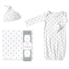 Muslin Swaddle, Pajama Gown and Hat Gift Set - Tiny Arrows, Sterling, Newborn