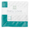 Baby Lovie - White Plush Dots with Silky Satin Turquoise Trim