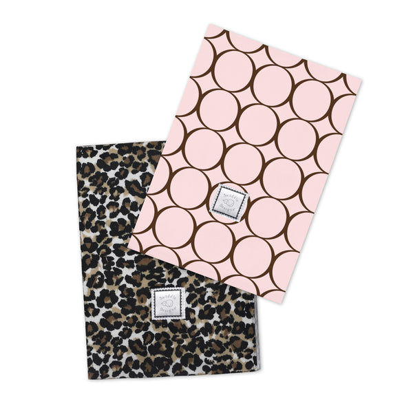 Baby Burpies - Brown Mod Circles on Pink & Cheetah