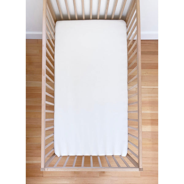 Fitted Cotton Flannel Crib Sheet- Pure White