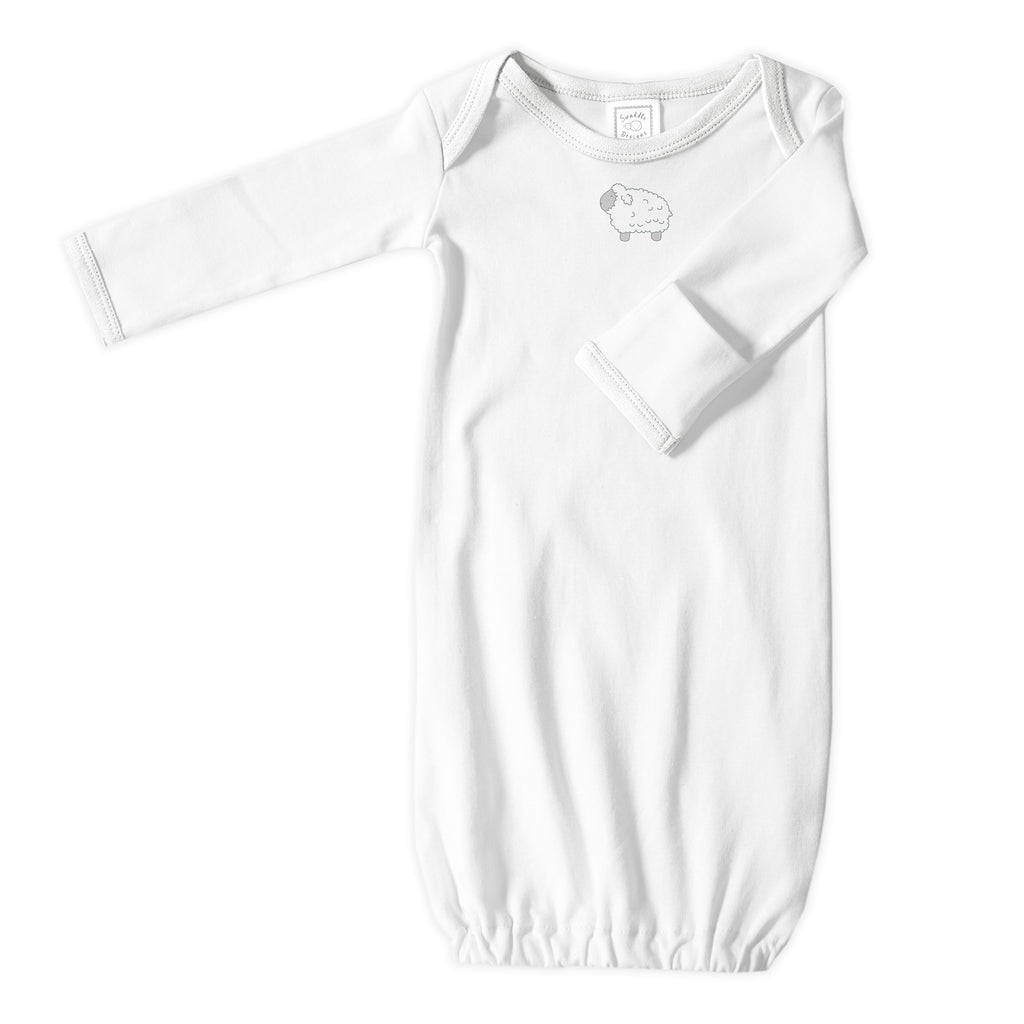 Cotton Knit Pajama Gown - Little Lamb, Sterling