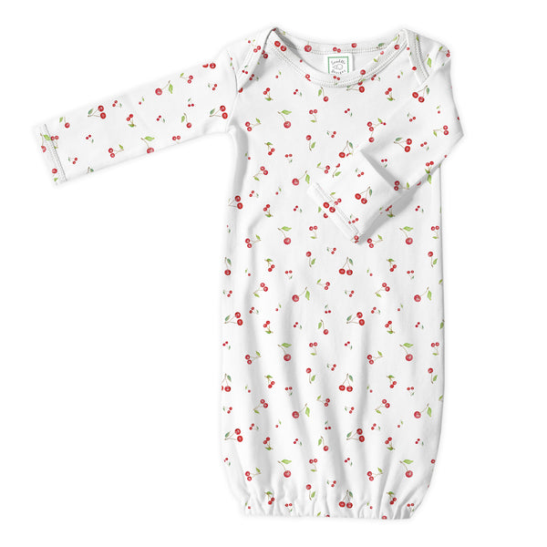 Organic Cotton Knit Pajama Gown - Watercolor Little Cherries