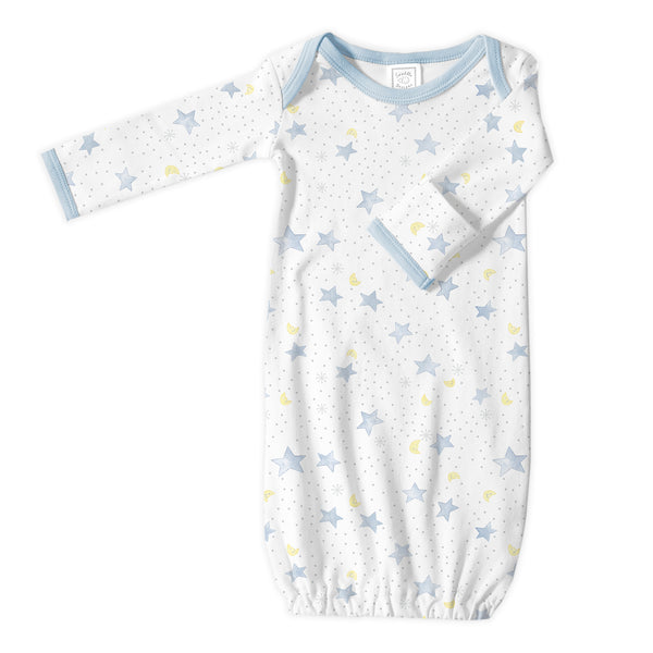 Organic Cotton Knit Pajama Gown - Watercolor Twinkle - Soft Blue - COMING SOON