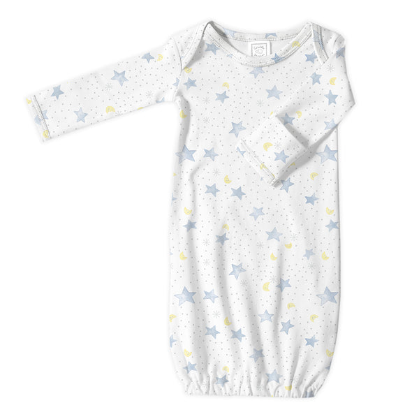 Organic Cotton Knit Pajama Gown - Watercolor Twinkle - Soft Blue
