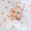 Organic Crinkle Dream Gauze Headband - Watercolor Peach Blush Poppies