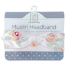 Muslin Headband - Watercolor Peachy Pink Floral - Sweet Roses