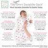 Organic Omni Swaddle Sack with Wrap -  Arms Up Sleeves & Mitten Cuffs, Watercolor Peach Blush Poppies