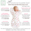 Organic Transitional Swaddle Sack - Arms Up 1/2-Length Sleeves & Mitten Cuffs, Watercolor Peach Blush Poppies
