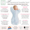 Organic Transitional Swaddle Sack - Arms Up 1/2-Length Sleeves & Mitten Cuffs, Soft Blue