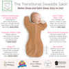 Transitional Swaddle Sack - Arms Up 1/2-Length Sleeves & Mitten Cuffs, Heathered Butterum with Polka Dot Trim