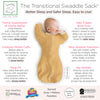 Transitional Swaddle Sack - Arms Up 1/2-Length Sleeves & Mitten Cuffs, Heathered Gold with Polka Dot Trim
