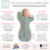 Transitional Swaddle Sack - Arms Up 1/2-Length Sleeves & Mitten Cuffs, Heathered Jadeite with Polka Dot Trim