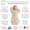 Transitional Swaddle Sack - Arms Up 1/2-Length Sleeves & Mitten Cuffs, Heathered Oatmeal with Polka Dot Trim