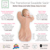Transitional Swaddle Sack - Arms Up 1/2-Length Sleeves & Mitten Cuffs, Solid, Heathered Peach Blush with Polka Dot Trim