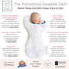 Transitional Swaddle Sack  - Arms Up 1/2-Length Sleeves & Mitten Cuffs, Tiny Triangles, Blues with Touch of Silver  Shimmer
