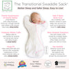 Transitional Swaddle Sack  - Arms Up 1/2-Length Sleeves & Mitten Cuffs, Tiny Triangles, Pinks with Touch of Gold Shimmer