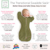 Transitional Swaddle Sack - Arms Up 1/2-Length Sleeves & Mitten Cuffs, Heathered Green Turtle with Polka Dot Trim