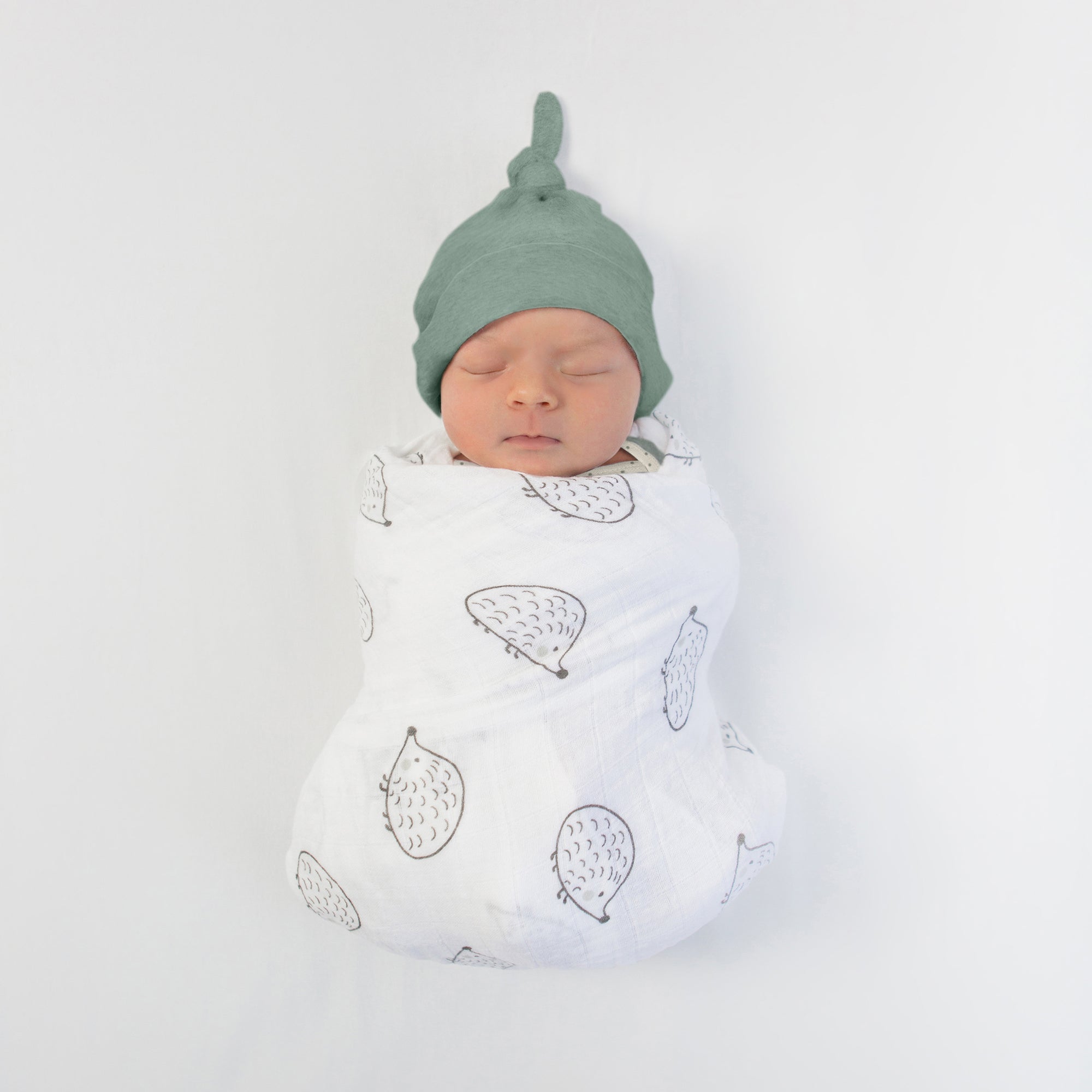 Muslin Swaddle + Pajama Gown + Hat Newborn Gift Set Watercolor Indig