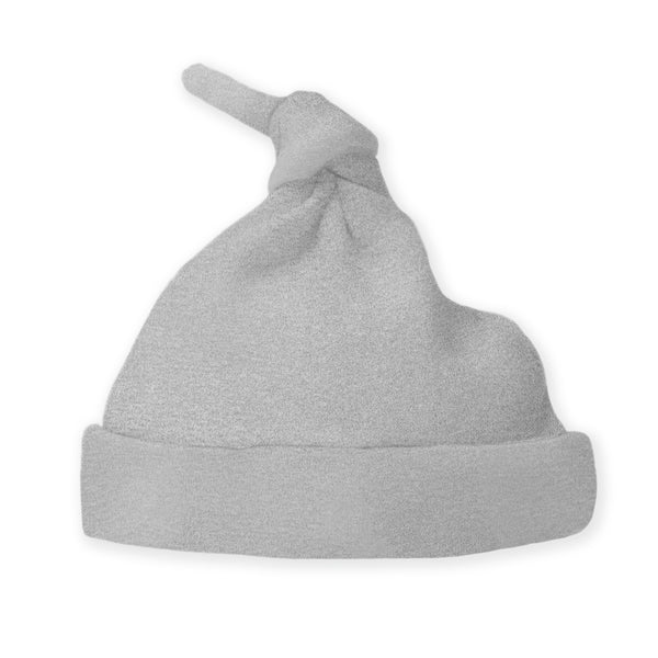 Knotted Hat - Organic Cotton Knit - Heathered Gray
