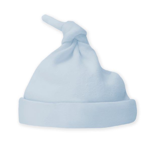 Knotted Hat - Organic Cotton Knit - Soft Blue