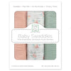 Muslin Swaddle Blankets - Set of 3 - Spring Morning - featuring Peachy Pink Watercolor Floral by artist Lynette Damir