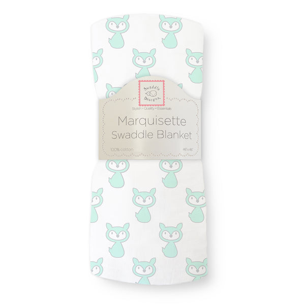 Marquisette Swaddle Blanket - Little Fox, Pastel SeaCrystal