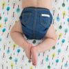 NEWBORN SIZE 1 Amazing Baby SmartNappy Hybrid Reusable Cloth Diaper Cover + 1 Reusable Bi-Fold Insert + 1 Reusable Booster - Blue Jeans, SIZE 1,  5-10lb