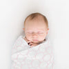 Marquisette Swaddle Blanket - Mod Circles on White, Pink