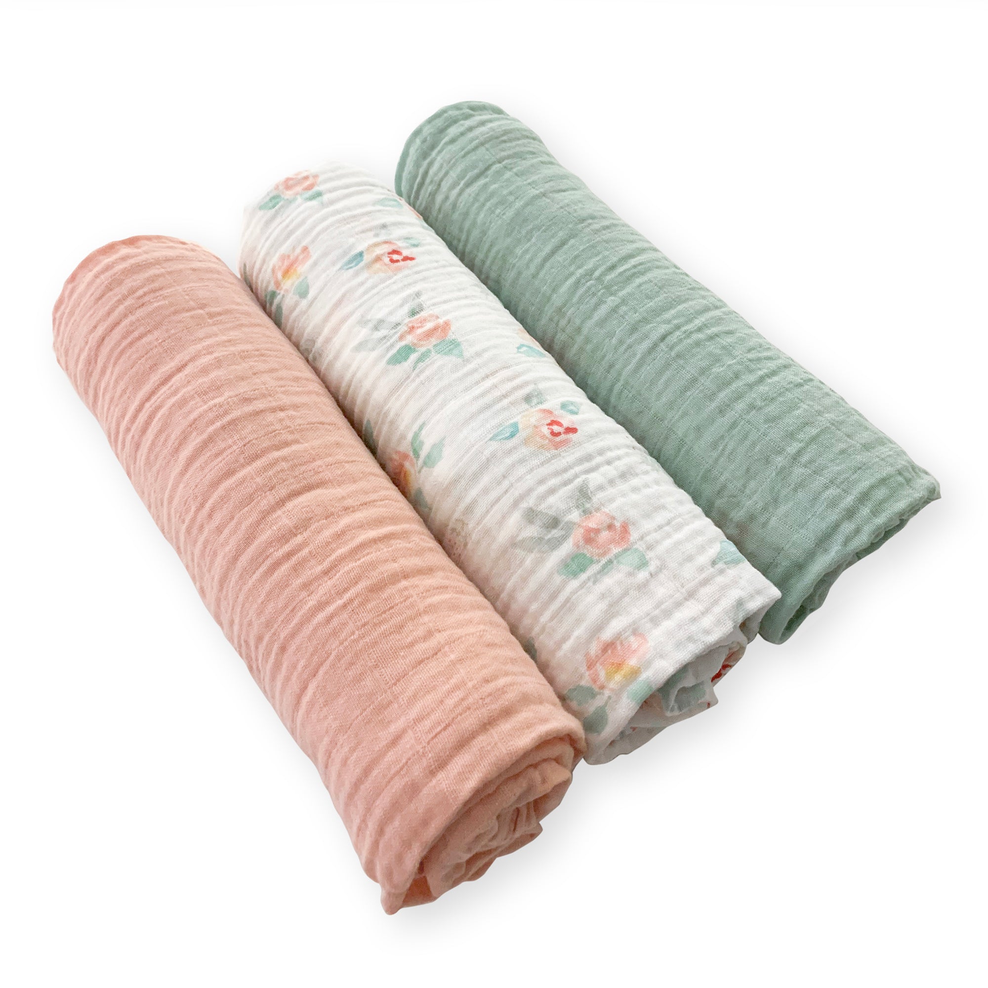 Muslin Swaddle Blankets Set of 3 Spring Morning featuring Peachy
