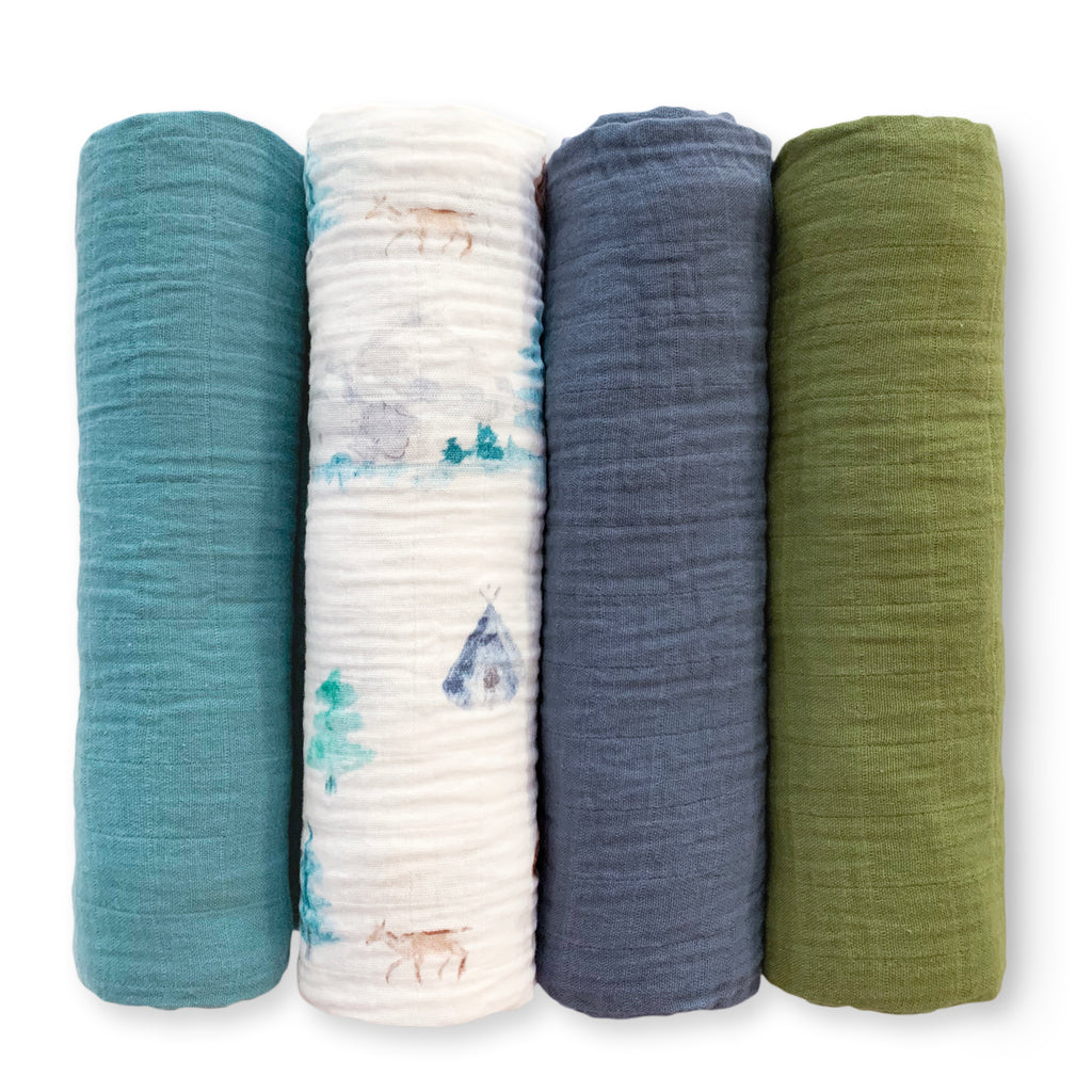 Muslin Swaddle Blankets - Earthtone 4-Pack, Ponderosa